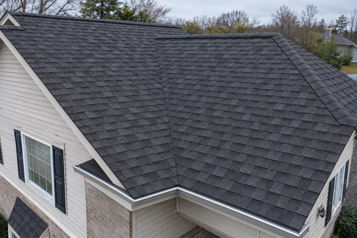 Worn, mossy shingle roof, now replaced, after the work