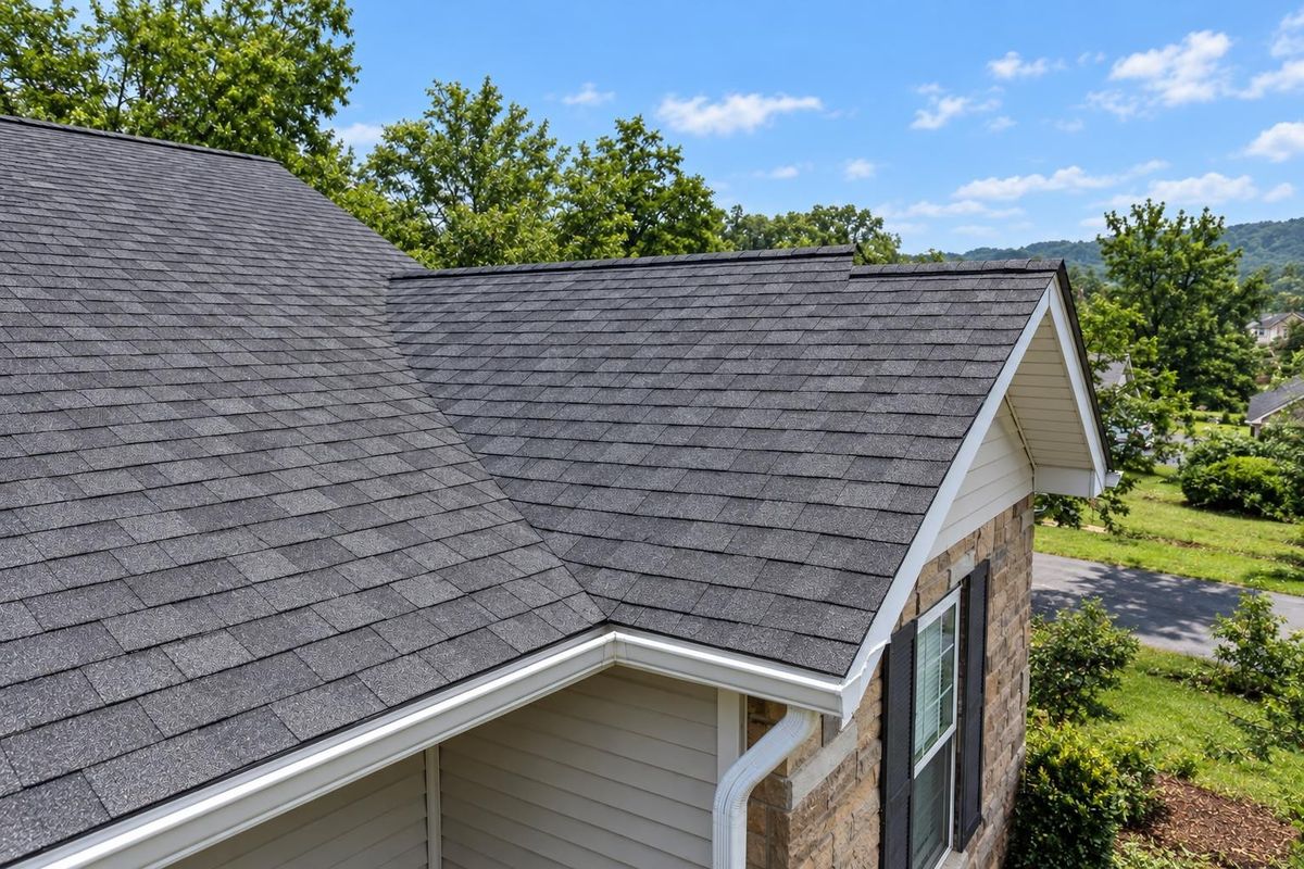 Storm-damaged roof, after the work