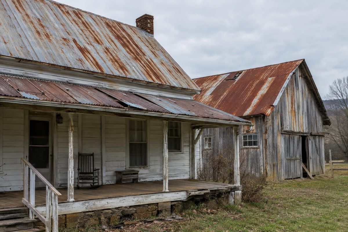 Rusted metal roof, before